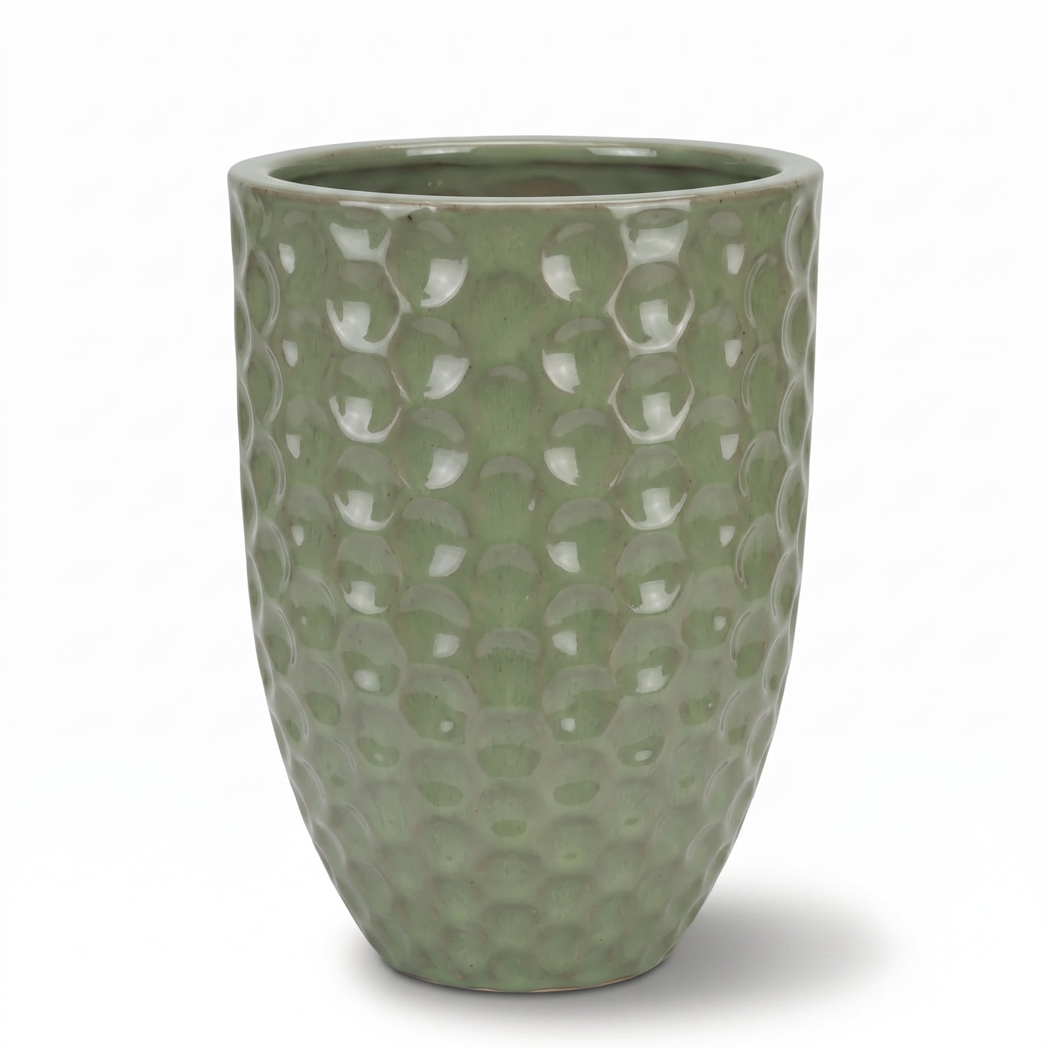 Donica ceramiczna Provencelia MEROVEE Zielony, sred.42 x H55 cm, mrozoodporna, rękodzieło, szkliwiona