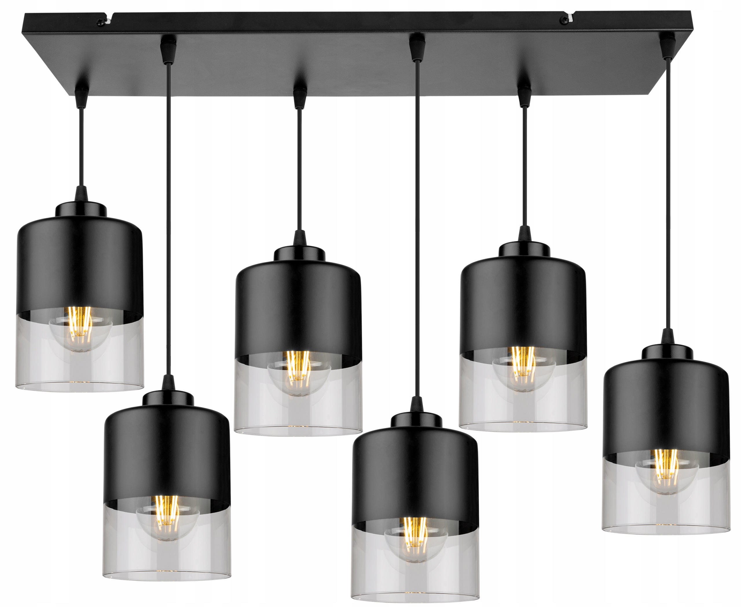 Lampa sufitowa wisząca Light Home LH Roma klosz szklany 6x E27 60W czarny