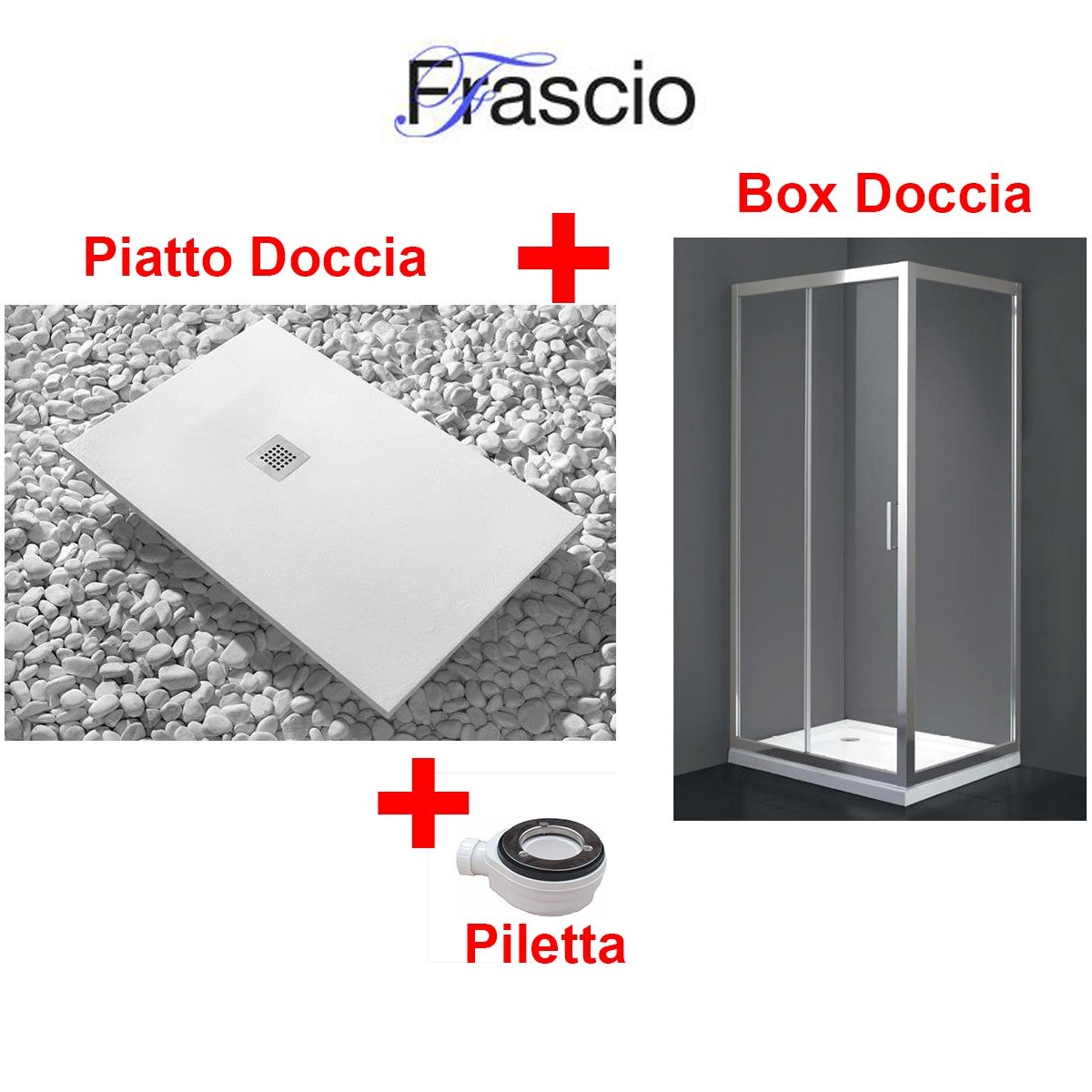 Brodzik Vulcano Line Slim 90x135 cm, biały + kabina prysznicowa 90x135 cm z jedną stałą taflą szkła i podwójnym otworem frontowym - FRASCIO