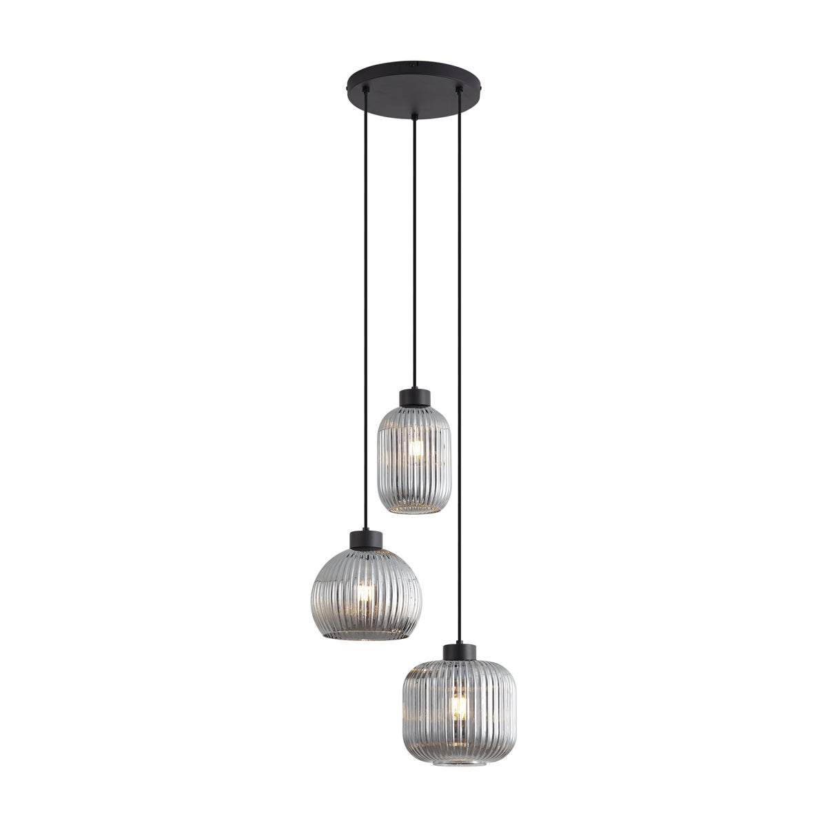 Qazqa designerski lampa wisząca z kloszem (3 punkty) - Ana - czarny, okrągły, max. 15w, e27, z 3 punktami świetlnymi, 40cm