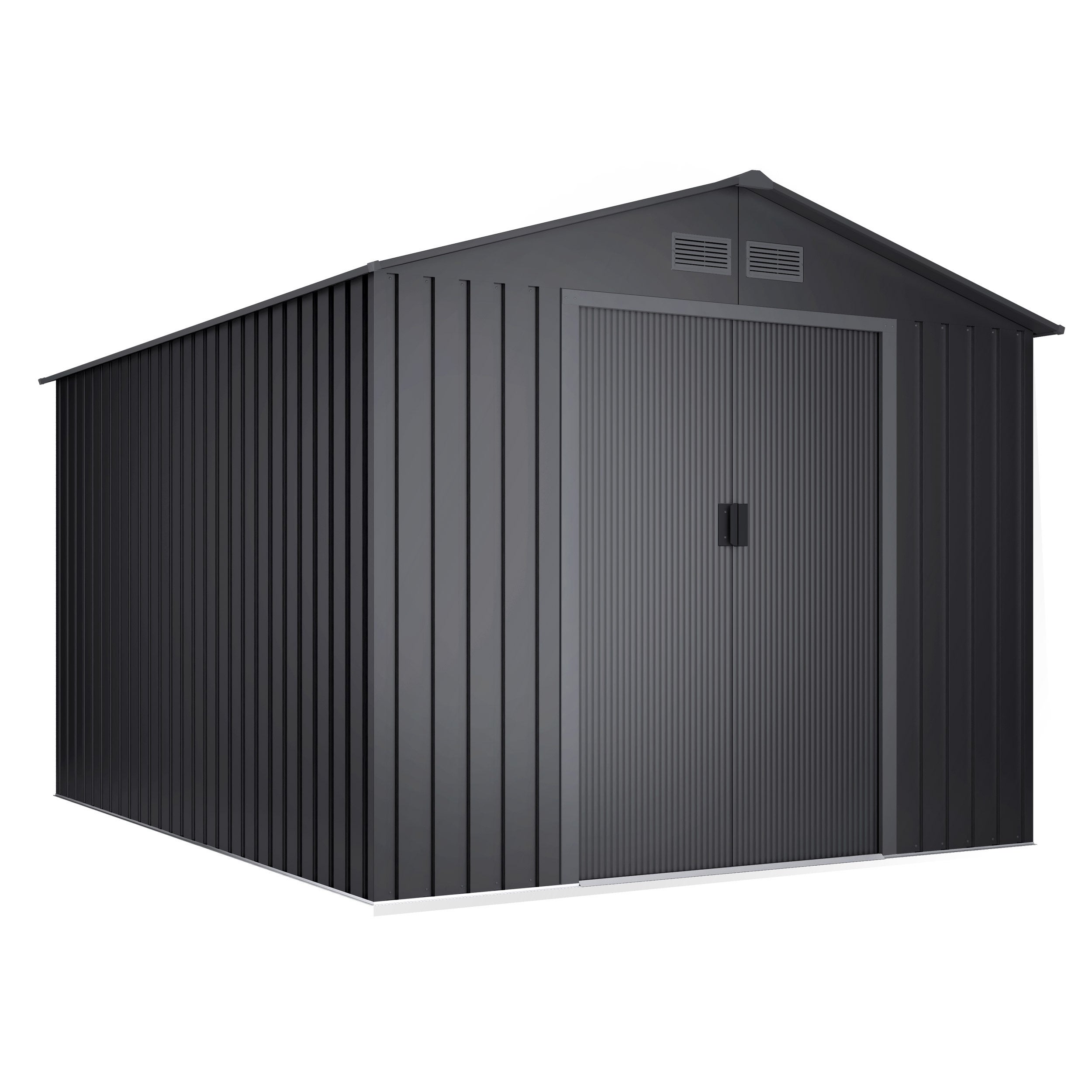 Domek narzędziowy metalowy Light Anthracite 8,08 m², podwójne drzwi przesuwne, otwory wentylacyjne, szary, do przechowywania w ogrodzie