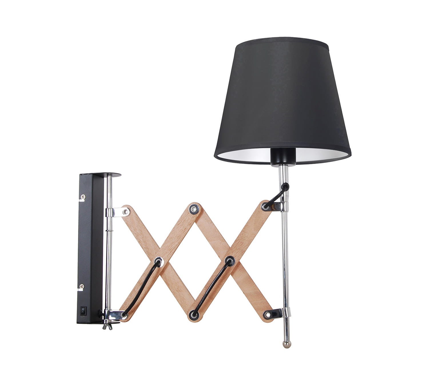 Kinkiet ścienny Mito chromowany jasne drewno-czarny 1xE27x60W wym: 50 x 52 x 22,5 cm metal IP20 Candellux