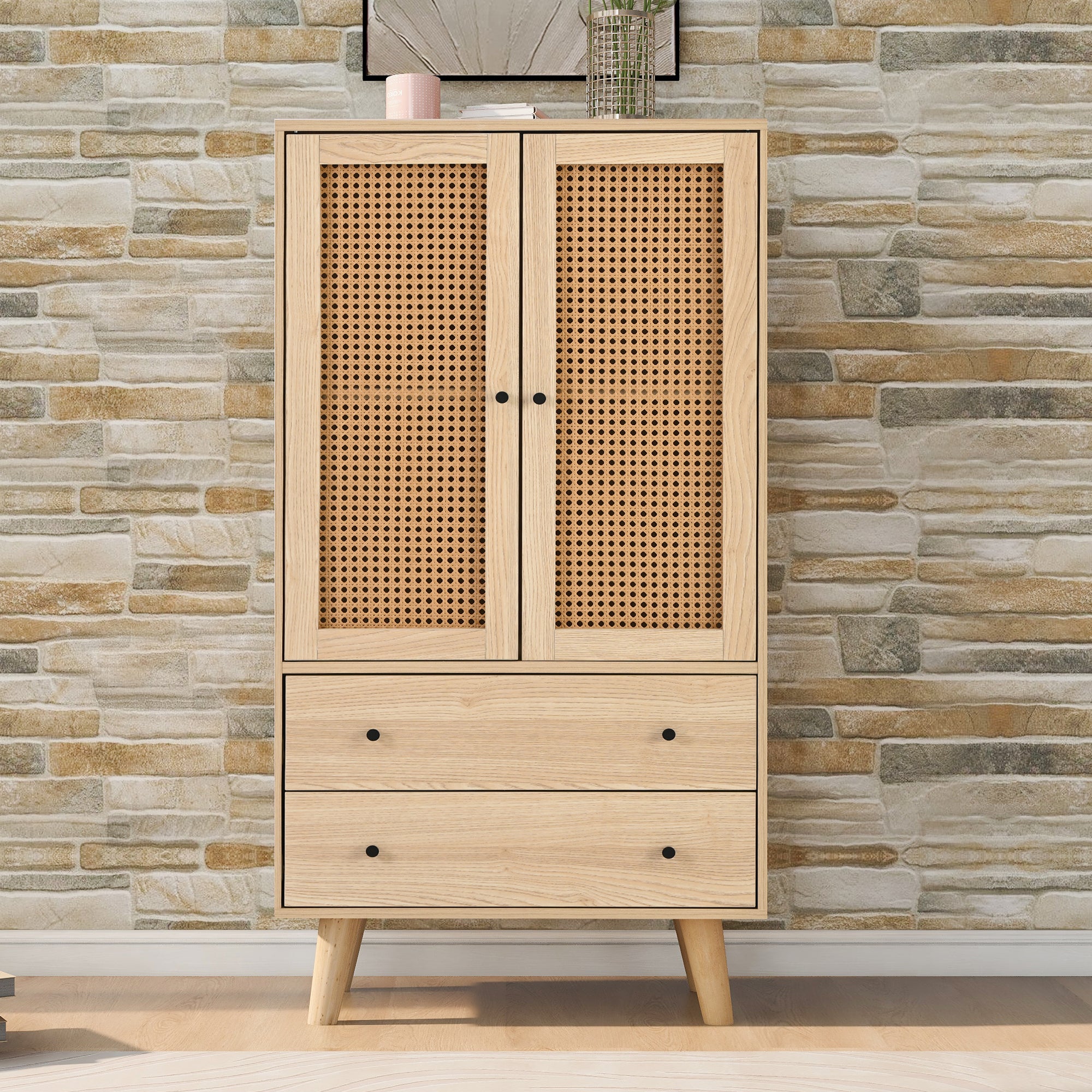 Stolik pod TV 145x30x51 cm - z oświetleniem LED - z 4 drzwiami - 2 szufladami - półkami - biały