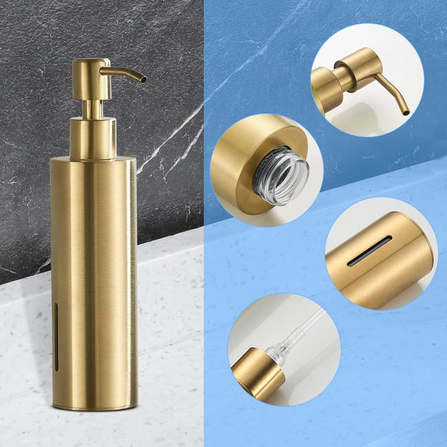 Mural Distributeur de Savon - Acier inoxydable lub brossé - Pojemność 300 ml - Wymiary 10x5x21,5 cm - Pour salle de bains