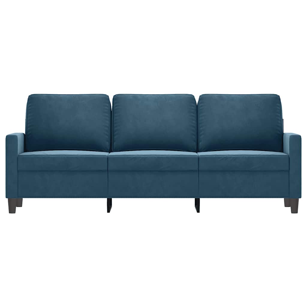 Sofa 3-osobowa, niebieski, 180 cm, tapicerowana aksamitem