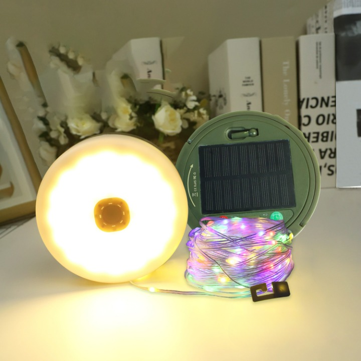 Lampa solarna kempingowa, girlanda świetlna LED, światło nastrojowe, lampa świetlna, kolorowa, 10 metrów, z timerem, kolorowa, 10 metrów, z timerem