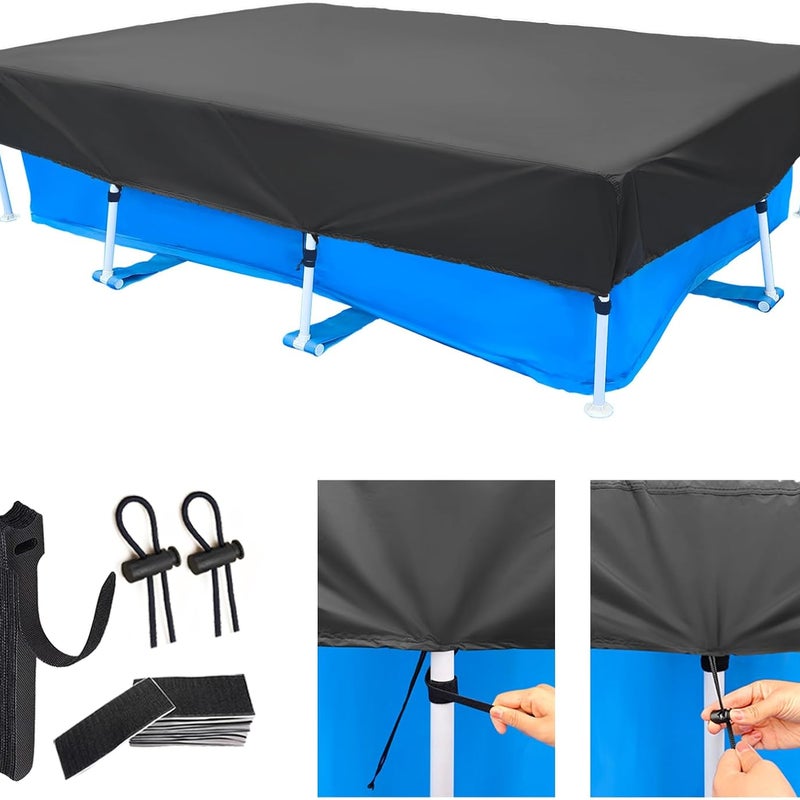 Prostokątna pokrywa basenowa 220 x 150 cm – łatwa w montażu – odporna na promieniowanie UV, pyłoszczelna i wodoodporna