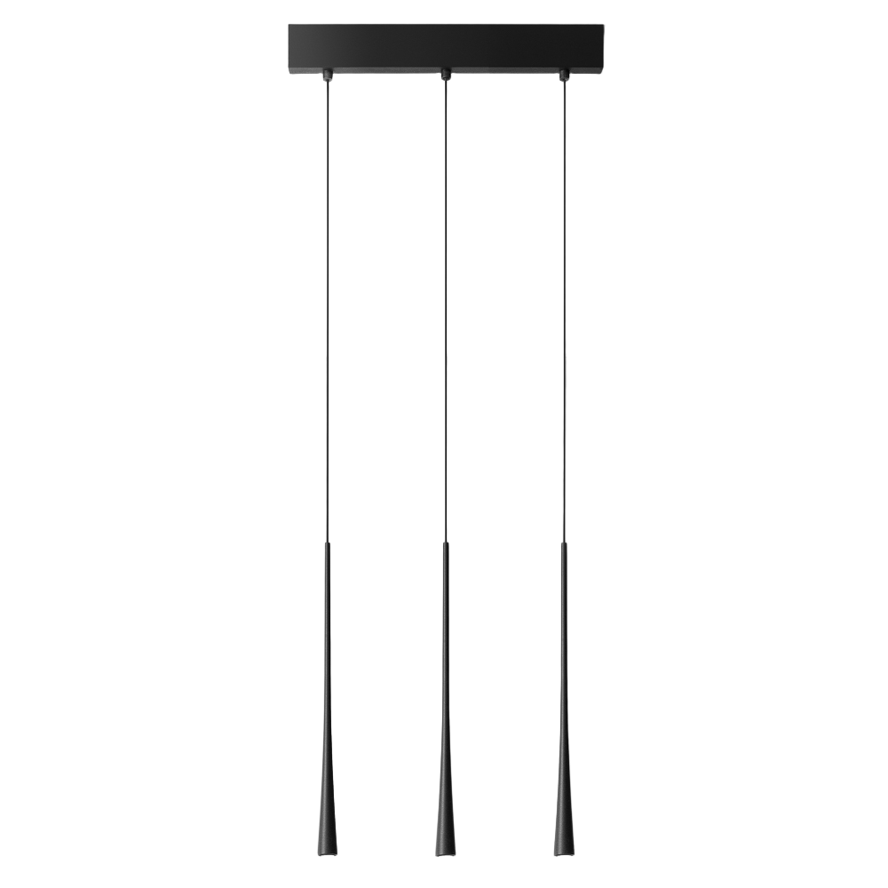 Dafne S/3P Lampa wisząca liniowa z wieloma diodami LED, 16,5 W, 3000 K, CRI>90, satynowa czerń z czarną rozetą sufitową, Gealuce