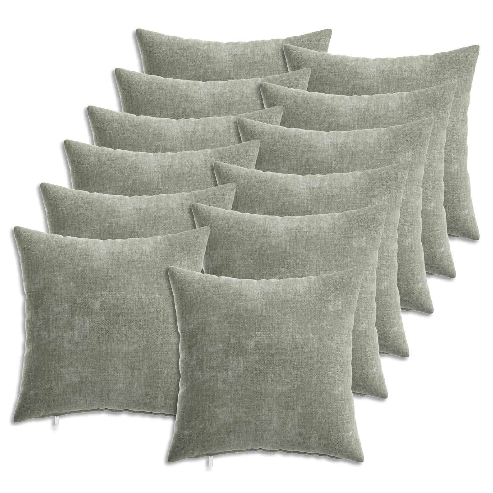12x Poszewka Dekoracyjna na Poduszkę 40x40 cm Szenilowa Zielona
