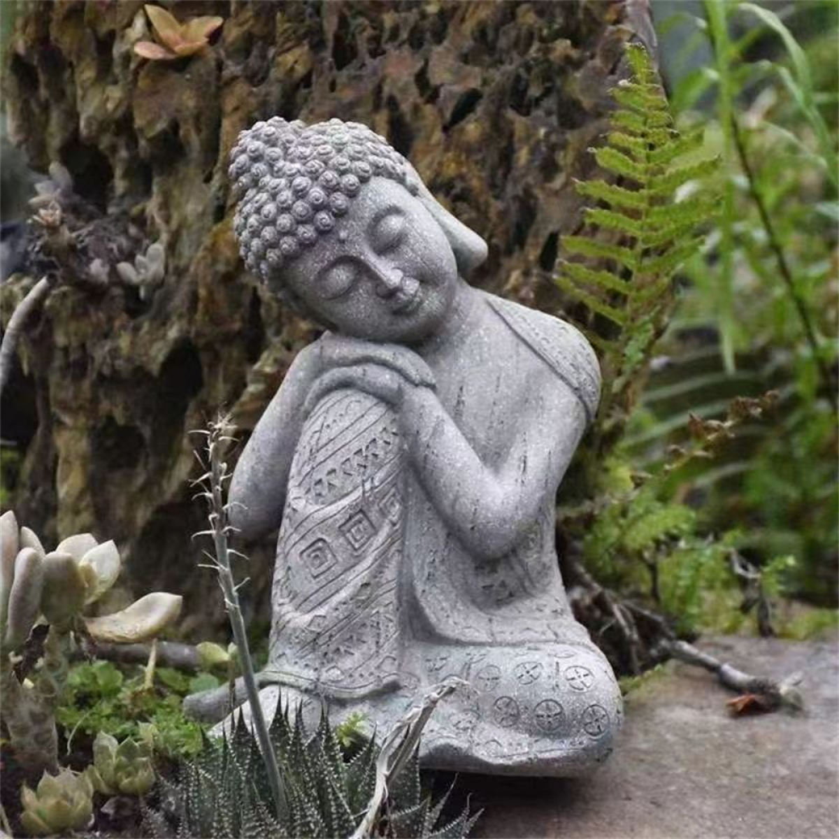 Pastoralna statua Buddy Zen z żywicy, ozdoby odpowiednie do dekoracji ogrodu balkonowego na dziedzińcu, rzeźba krajobrazu ogrodowego