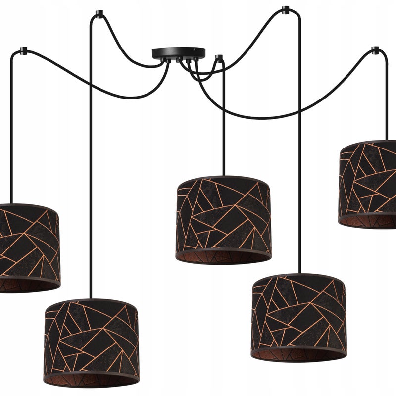 Lampa sufitowa wisząca Light Home LH Pająk Werona 5x E27 60W czarny/miedź