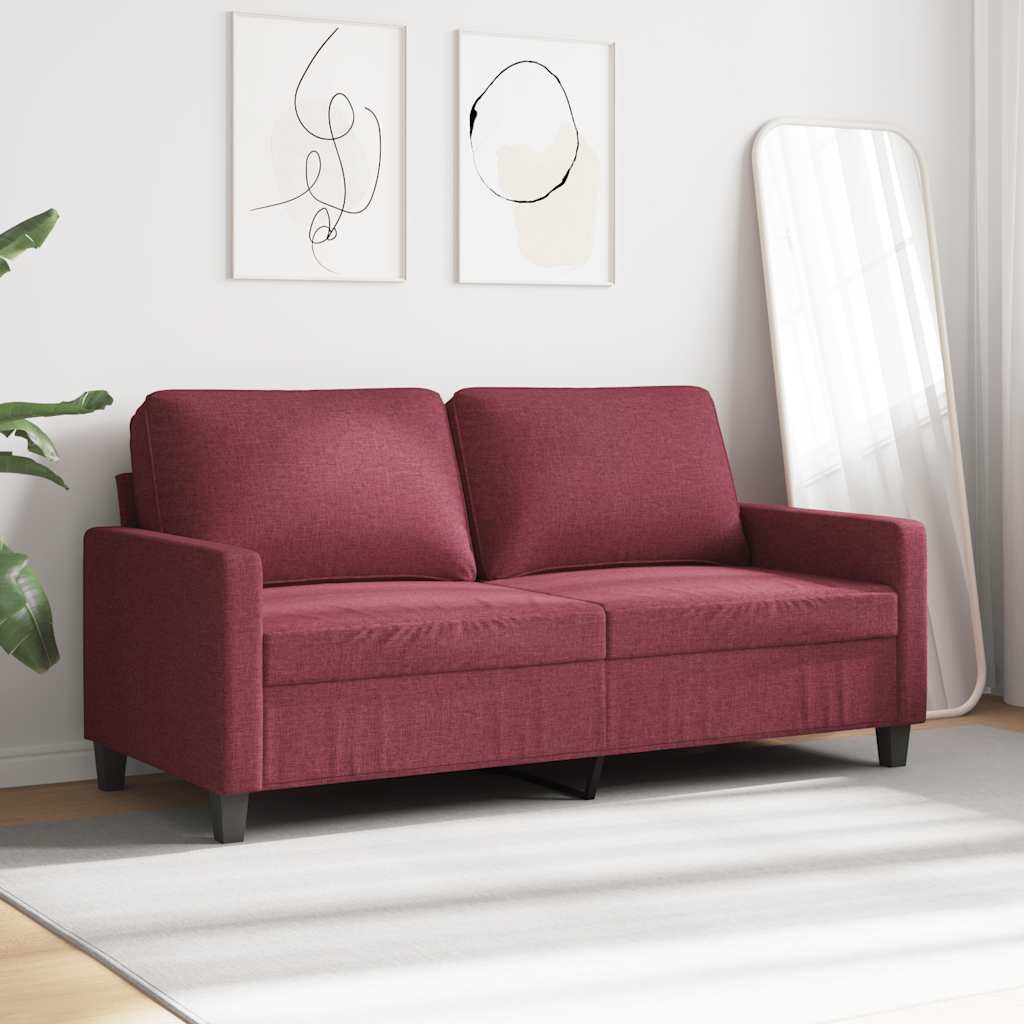Sofa 2-osobowa, winna czerwień, 140 cm, tapicerowana tkaniną
