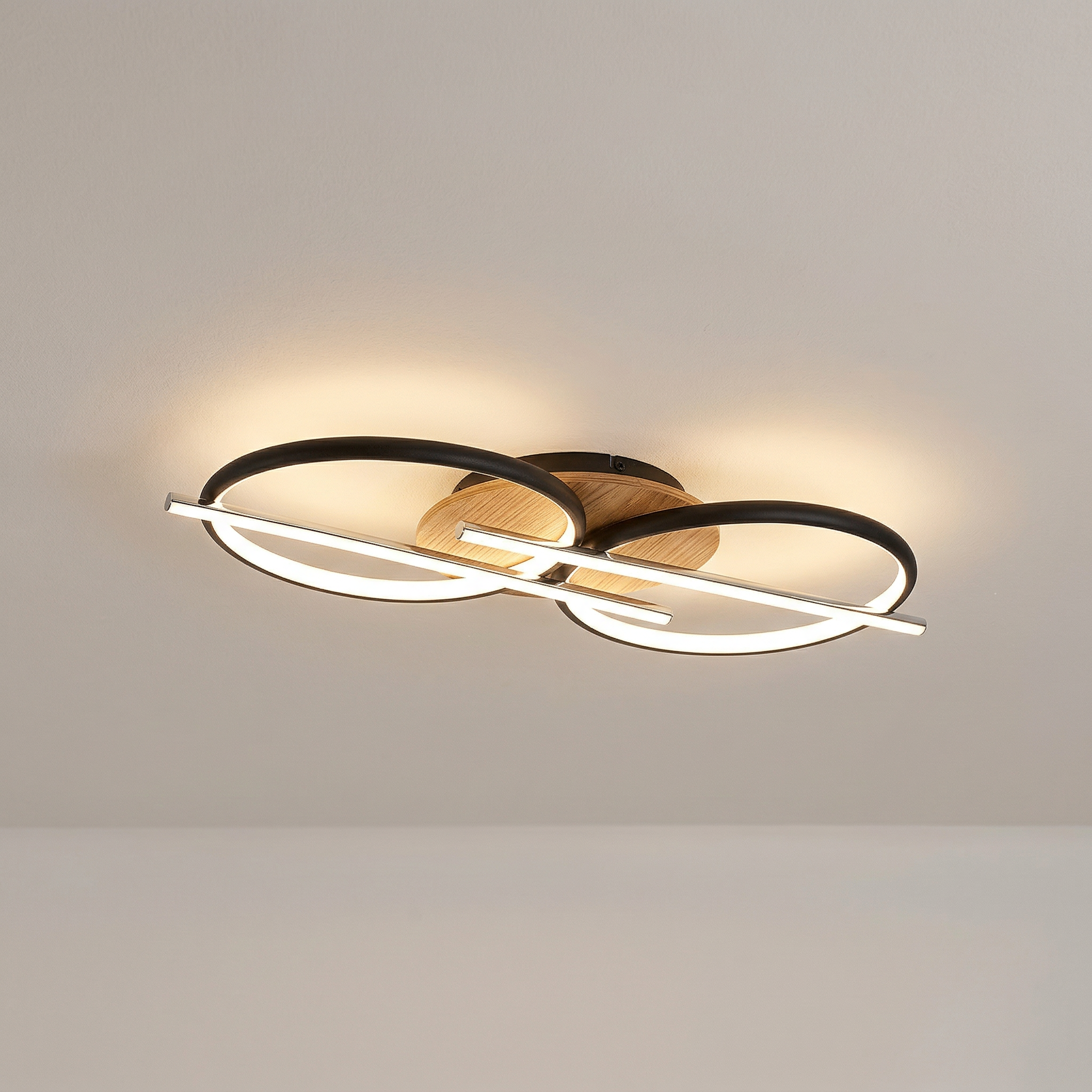 Lampa sufitowa wisząca Arash jasne drewno-czarna-biała LED 40W 3000/4000/6500K 2200lm ring wym: 8 x 75 x 35 cm metal Rabalux