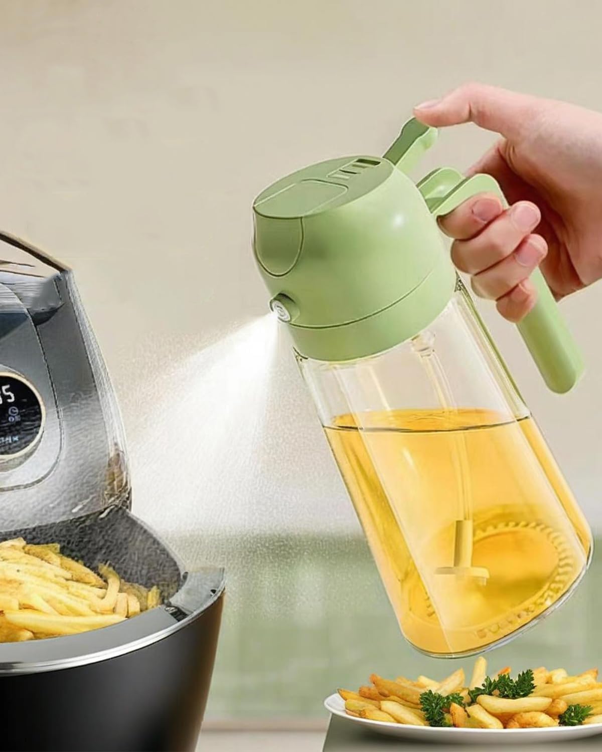 Butelka ze spryskiwaczem do oleju 470 ml do gotowania, szklana butelka do frytkownicy powietrznej i sałatki