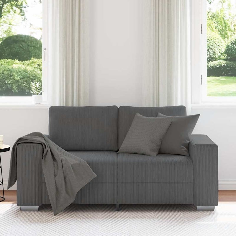 Sofa dwuosobowa Ciemnoszara 160x77x82 cm Tkanina sztruksowa