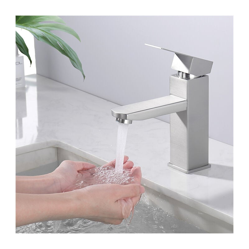 Mitigeur Lavabo do Łazienki z Dwiema Funkcjami - Klasyczny, Solidny i Funkcjonalny Biały Kran ze Stali Nierdzewnej, Ponadczasowy Design