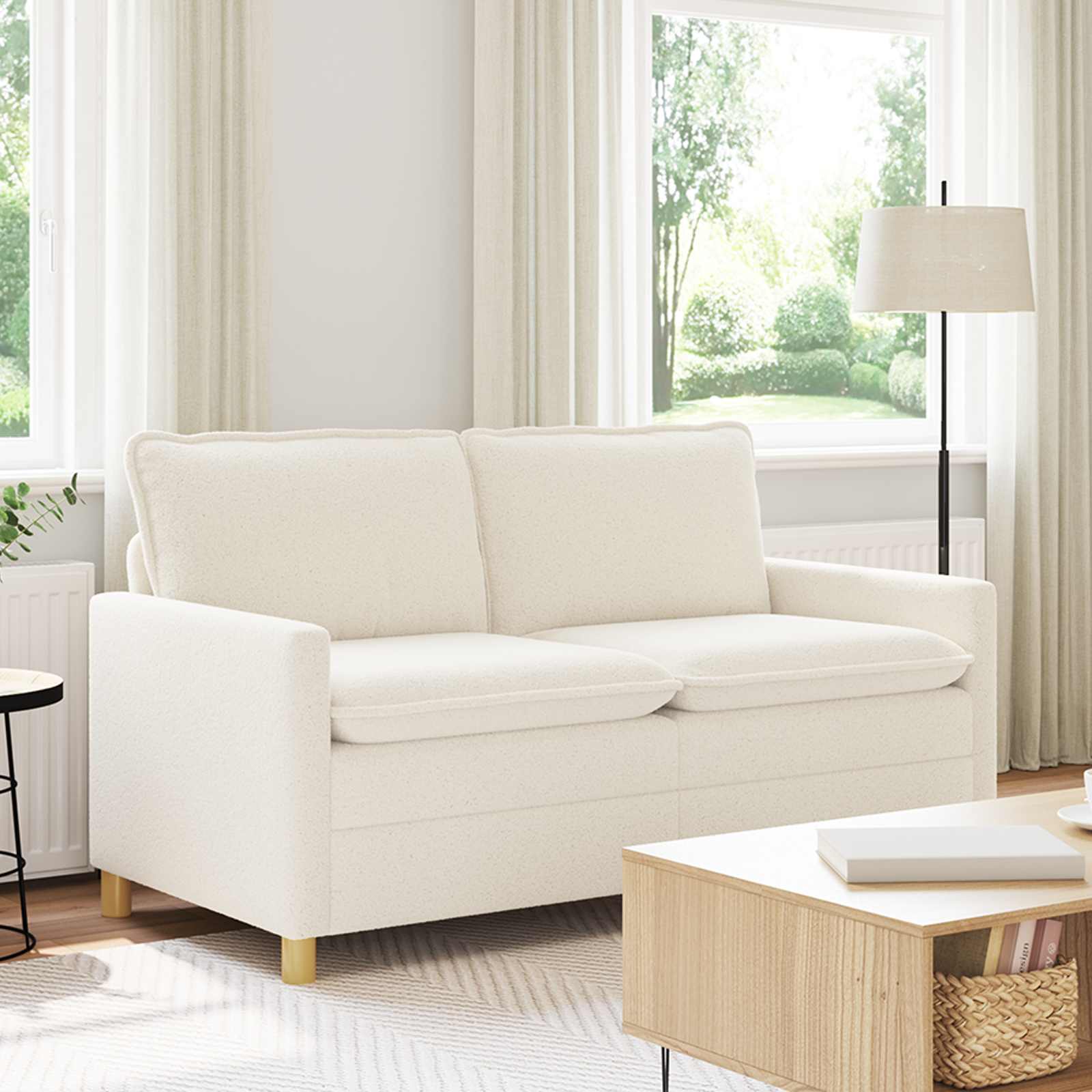 Sofa kremowy 156 x 81 x 87,5 cm tkanina vidaXL