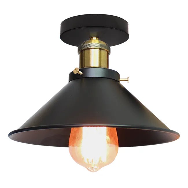 Lampa sufitowa w stylu industrialnym, metalowe żyrandole retro, lampy wiszące LED, wysokiej jakości lampa sufitowa, φ22 cm (czarno-złota)