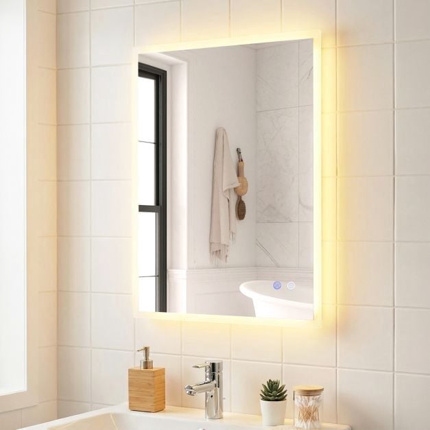 Lustro łazienkowe LED 70x50cm, przeciwmgielne, ściemnialne