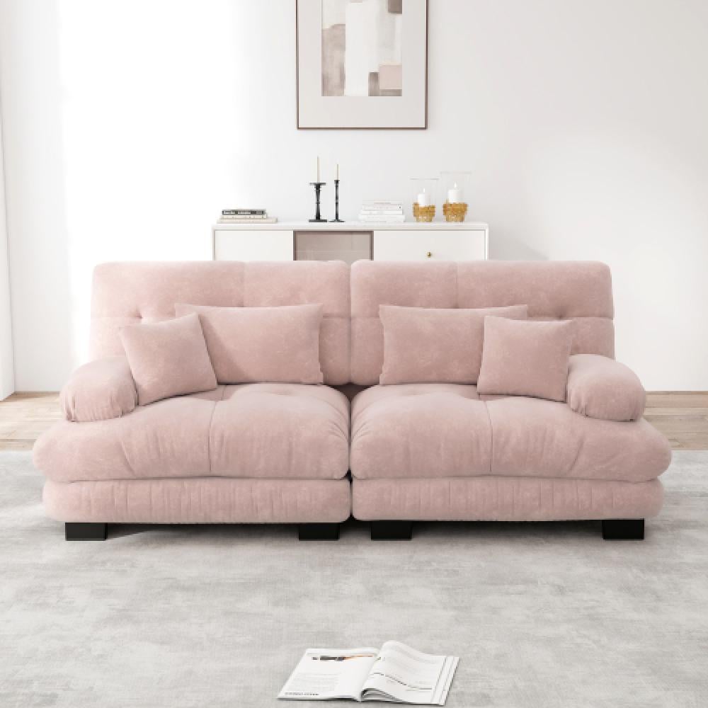 Narożna sofa Cloud do salonu, podwójna sofa z tkaniny szenilowej z 2 poduszkami lędźwiowymi i 2 poduszkami dekoracyjnymi, rama z litego drewna