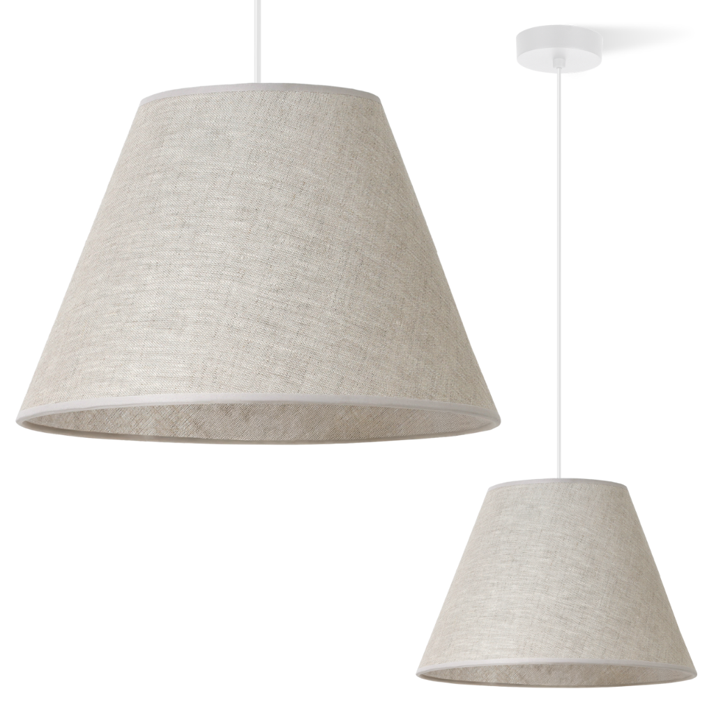 Lampa sufitowa wisząca biała Light Home LH Len 1xE27 abażur stożek 30cm beżowy L01