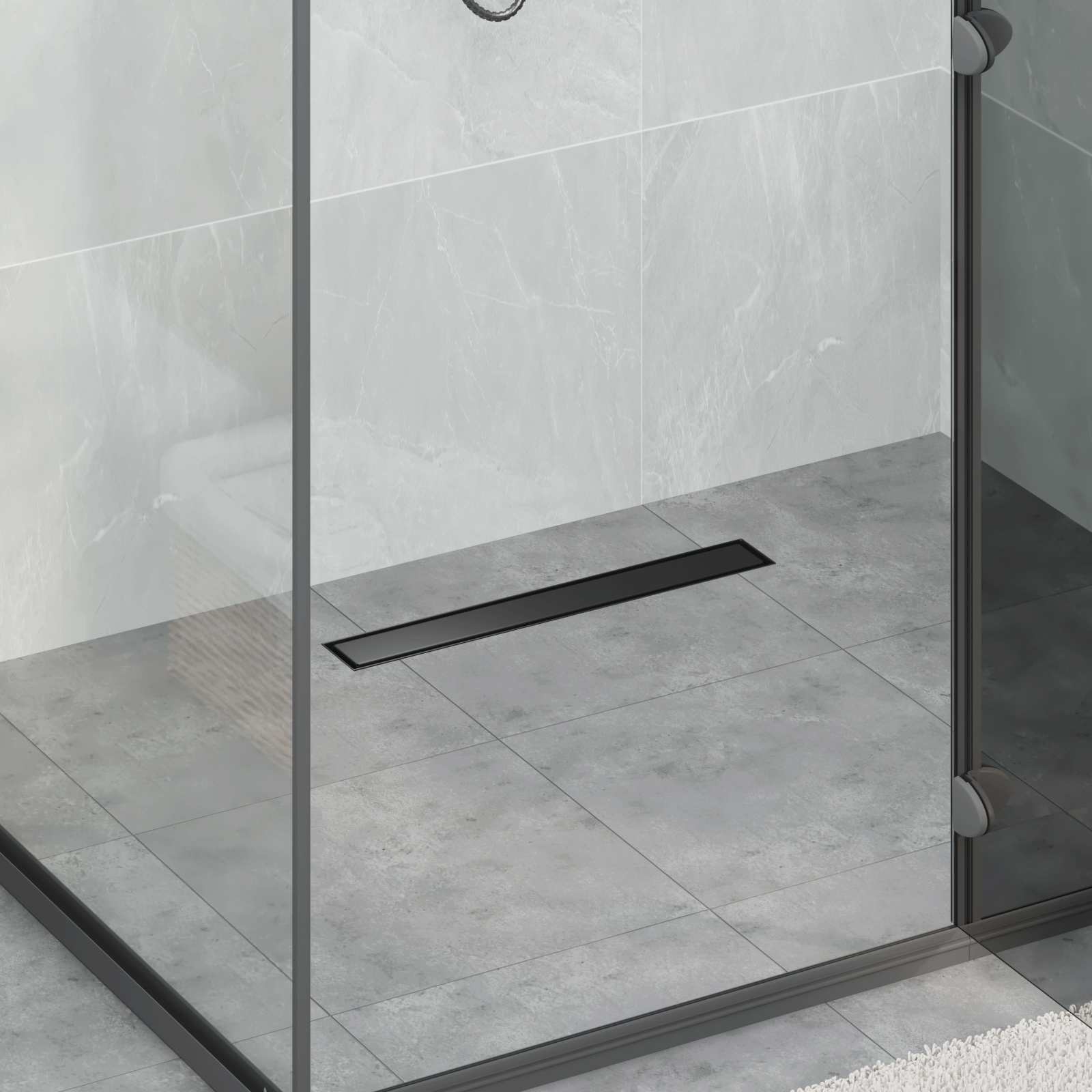 Odpływ prysznicowy 2 w 1 z syfonem 360° Czarny 50 cm vidaXL
