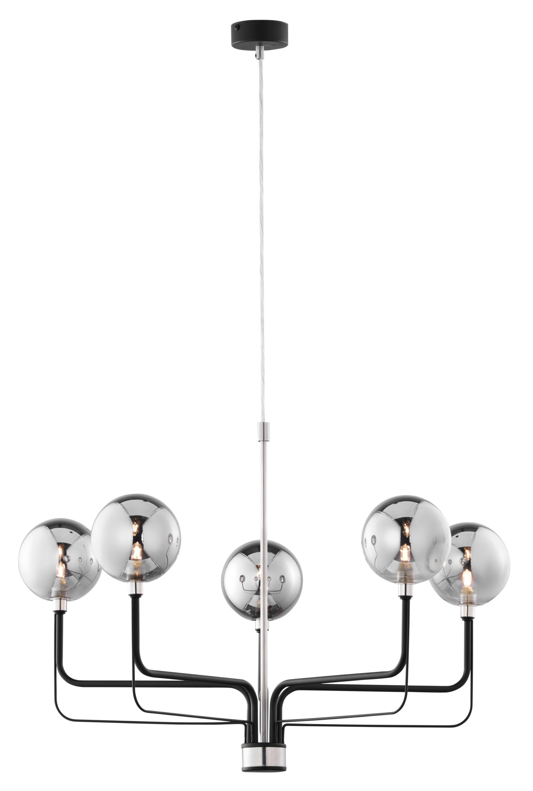 Żyrandol ERIS szklany JUPITER czarno-srebrny G9 62x62x50-80 cm 1 szt.