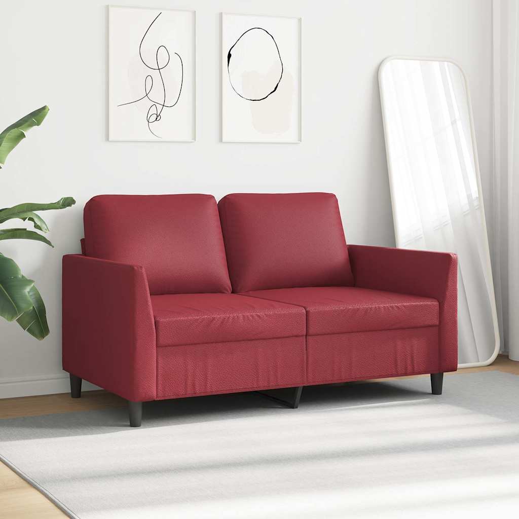 2-osobowa sofa, winna czerwień, 120 cm, sztuczna skóra