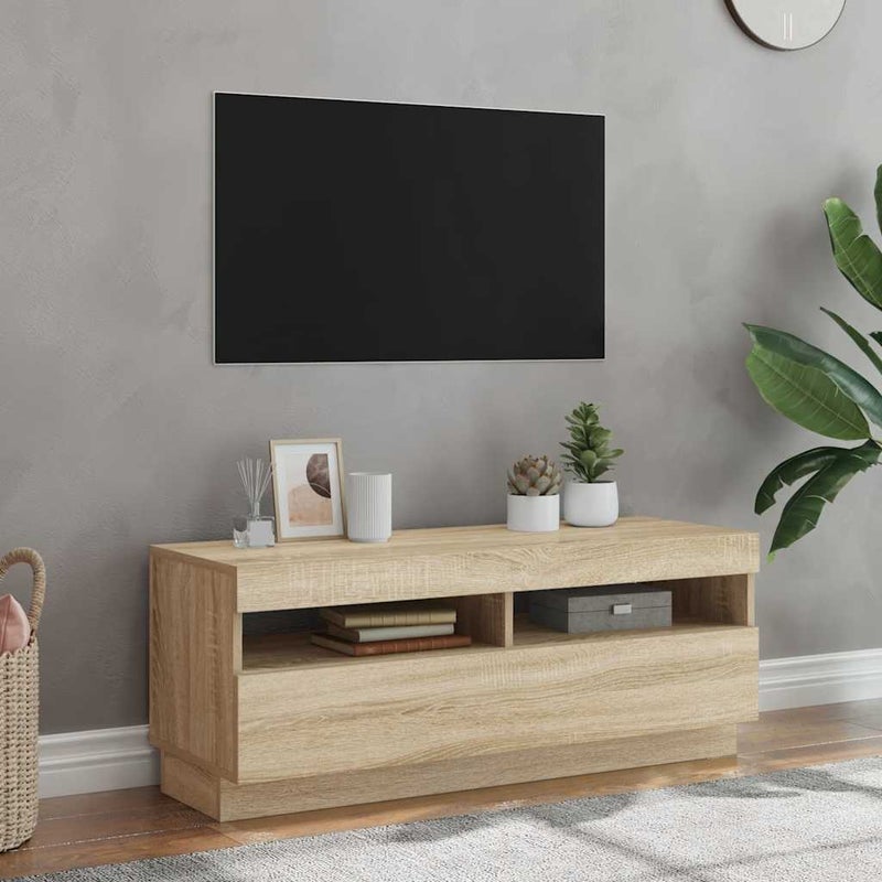 Szafka TV z oświetleniem LED, dąb sonoma, 100x35x40 cm vidaXL