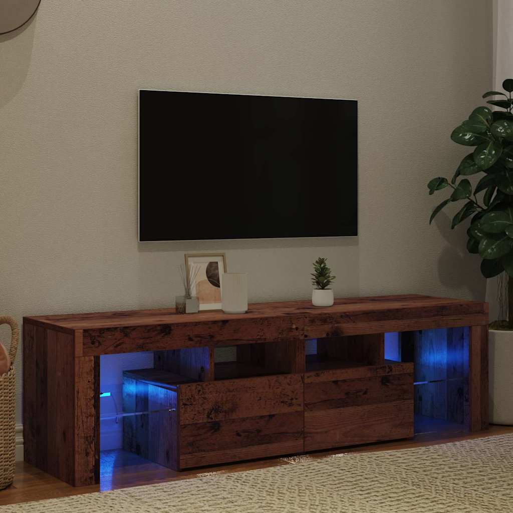 Szafka pod TV z oświetleniem LED, stare drewno, 140x36,5x40 cm