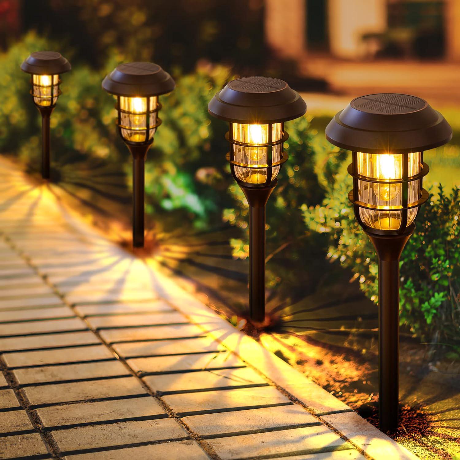 Zewnętrzne lampy solarne do alejek, jasne lampy solarne do użytku na zewnątrz, automatyczne, wodoodporne lampy solarne IP65, oświetlenie
