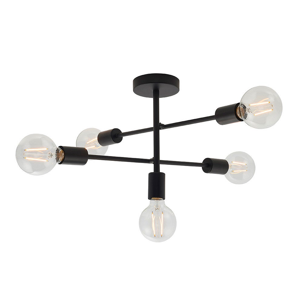 Lampa sufitowa sticki STUDIO czarna matowa 5xE27x40W metal wym:30,5x53x53cm IP20 Endon