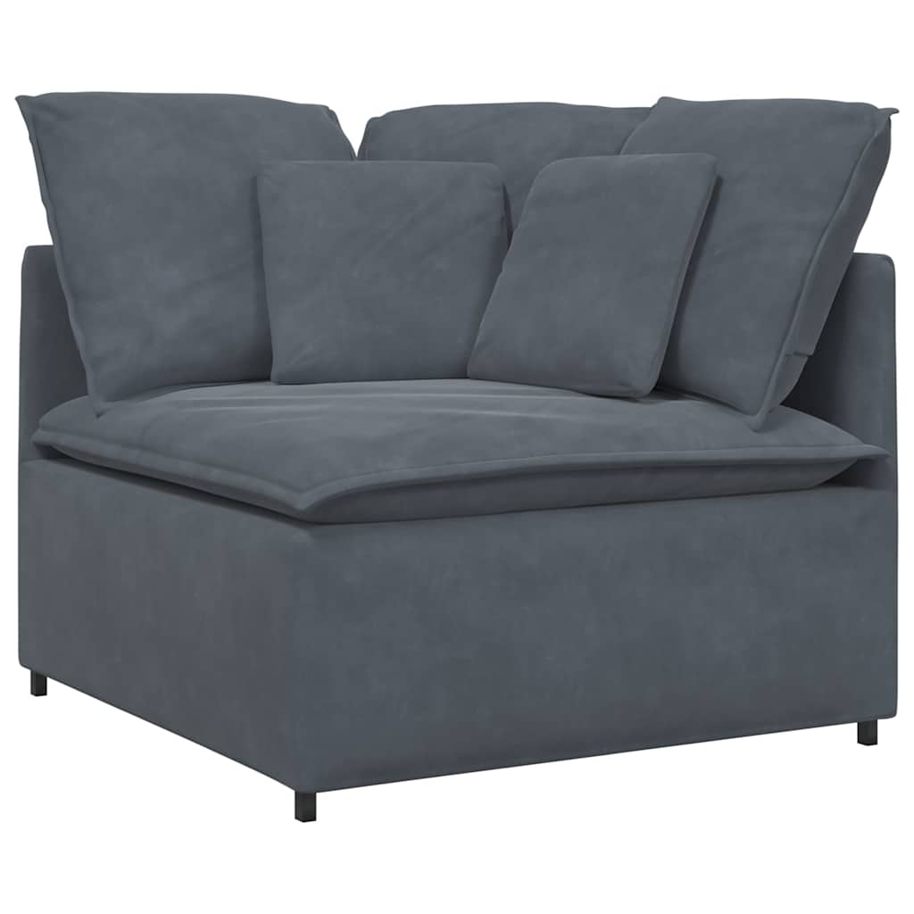 Sofa modułowa z poduszkami aksamitna ciemnoszara