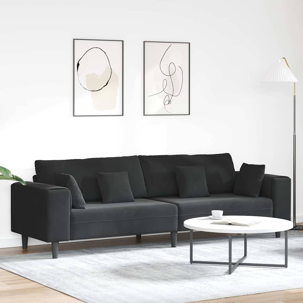 Sofa Czarny 250 x 77 x 76 cm Aksamit vidaXL