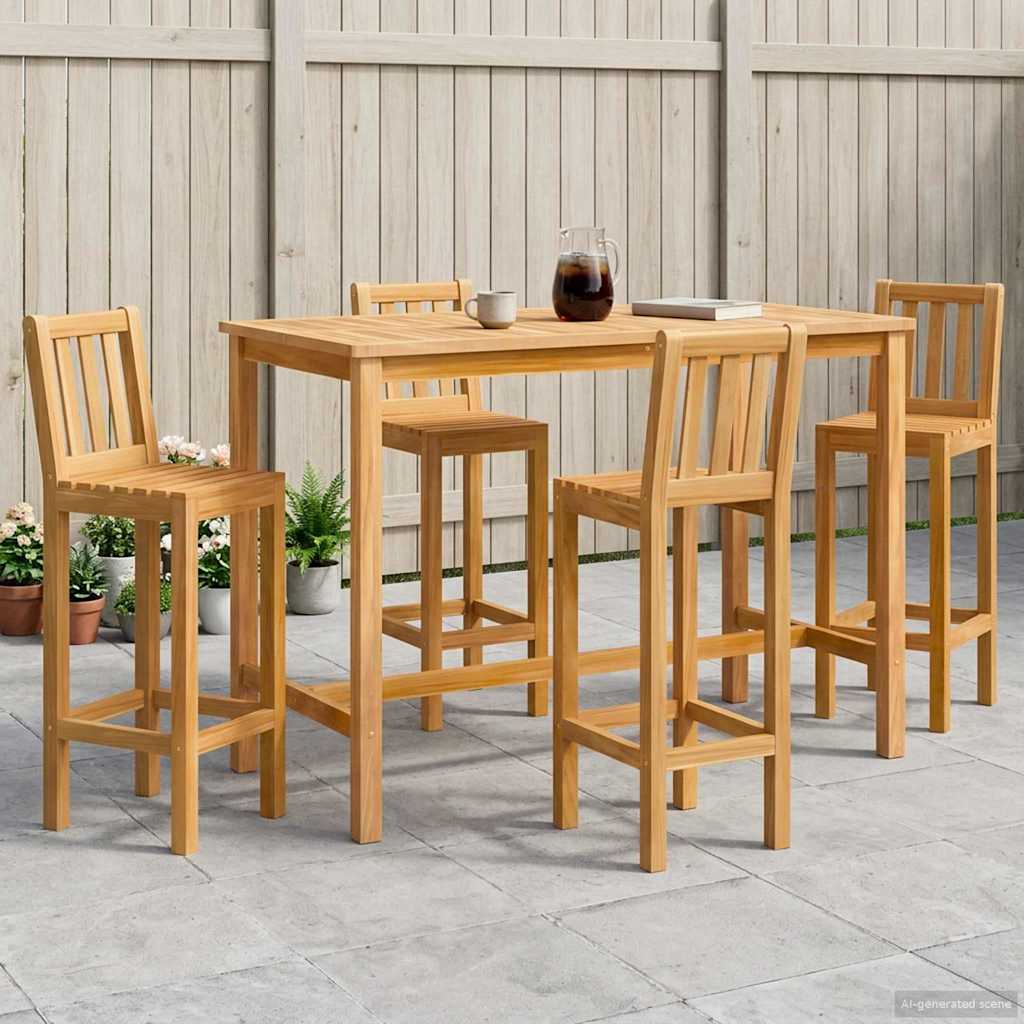 zestaw barowy na zewnątrz 5 pcs naturalny Lite drewno teakowe vidaXL
