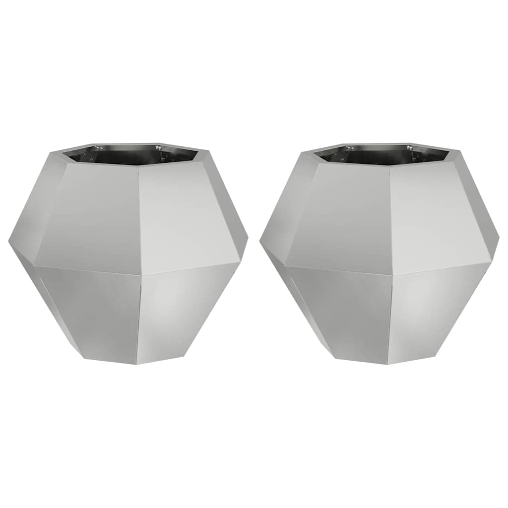 Donica 2 szt. Srebrny 50 x 50 x 40 cm Stal Galwanizowana