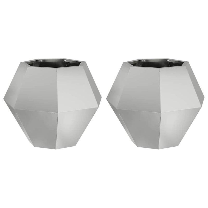 Donica 2 szt. Srebrny 50 x 50 x 40 cm Stal Galwanizowana