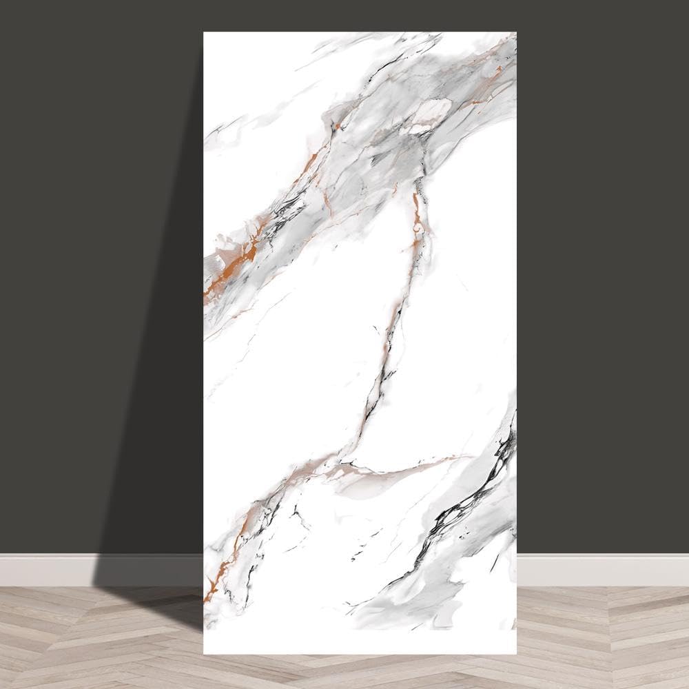 Zestaw 10 tapet w stylu współczesnym - Wodoodporna tapeta marmurkowa, odklejana i przyklejana, usuwalna, 30 cm x 60 cm, biała H