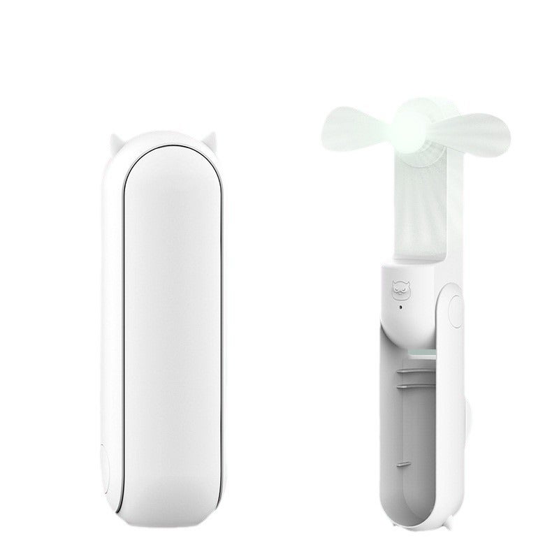 Mały przenośny wentylator składany, Mini wentylator przenośny zewnętrzny z akumulatorem USB 1500 mAh, wentylator do rzęs dla dziewcząt, biały