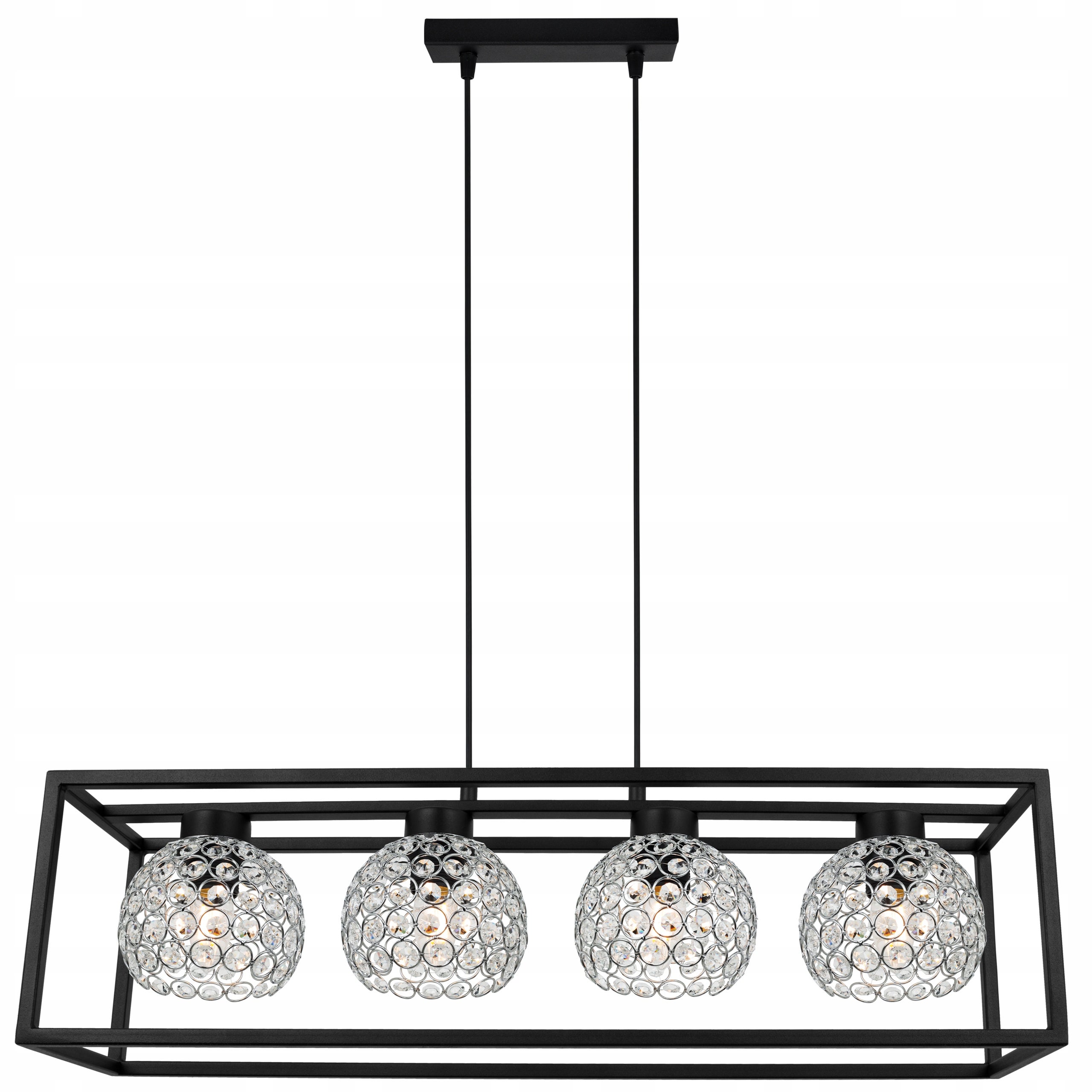 Lampa sufitowa wisząca Light Home LH Crystal Cage 4x E27 60W kryształki czarny/srebrny