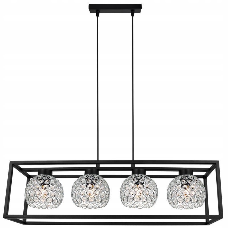 Lampa sufitowa wisząca Light Home LH Crystal Cage 4x E27 60W kryształki czarny/srebrny
