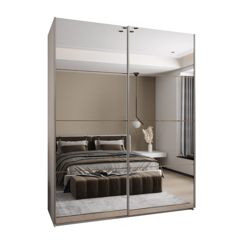 Szafa przesuwna wysoka Lux 2 190 x 64 x 245,5 cm biały + artisan + u. srebrny - Abiks Meble