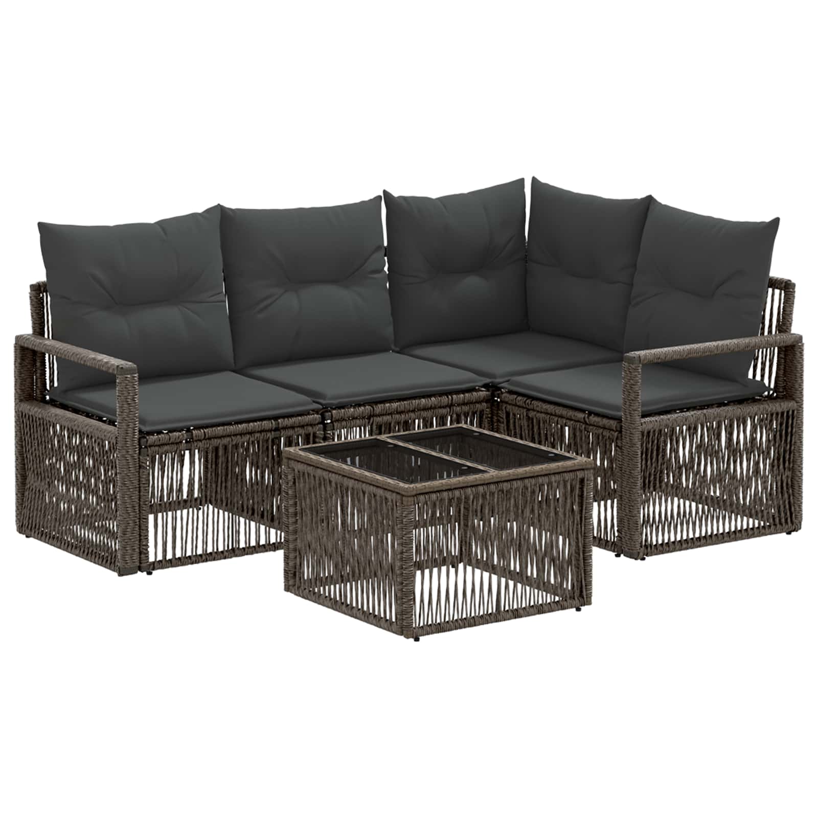 Zestaw Sof na Ogród 5 pcs Szary polirattan vidaXL