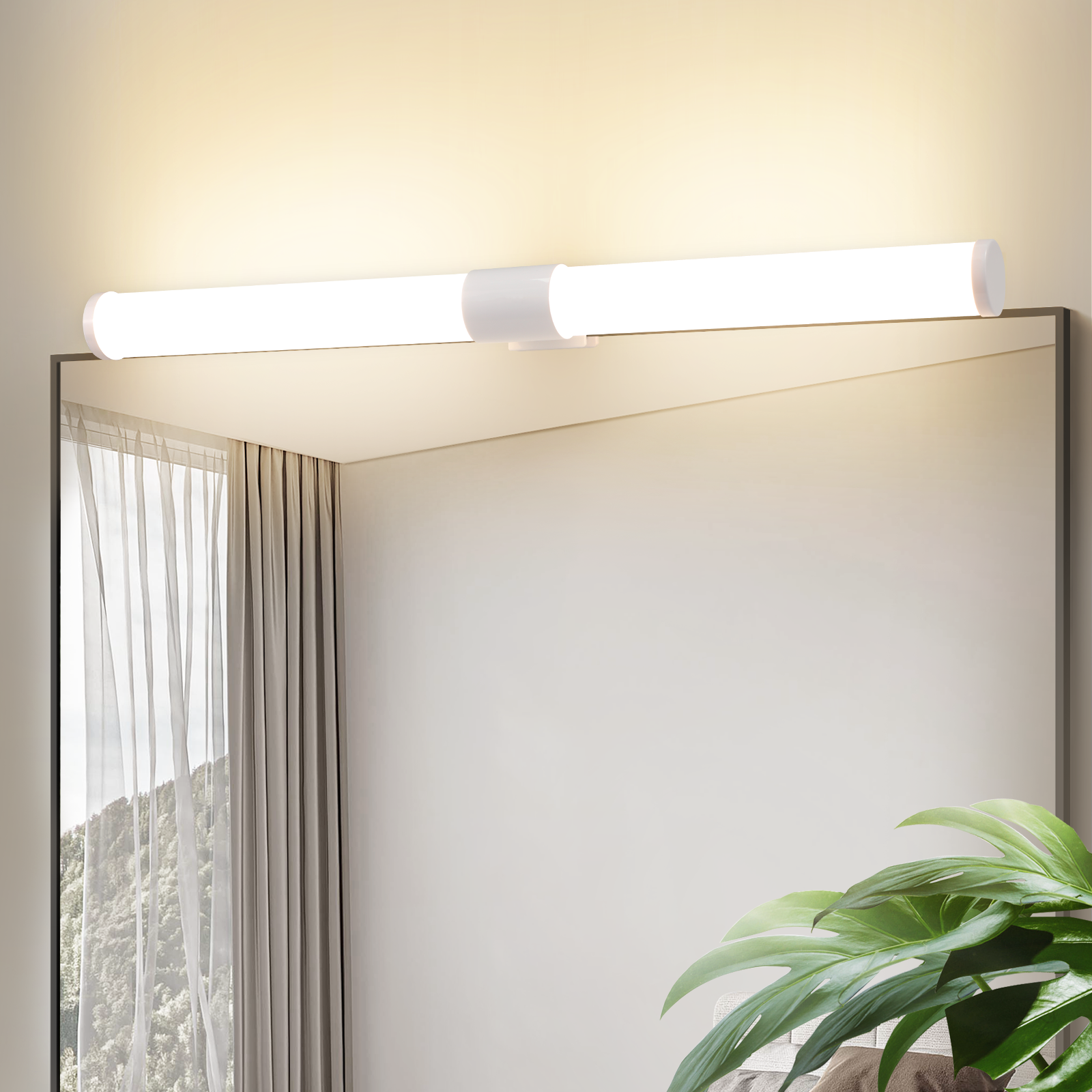 HAWUE Nowoczesne lustro podświetlane białymi diodami LED – 40 cm 6 W