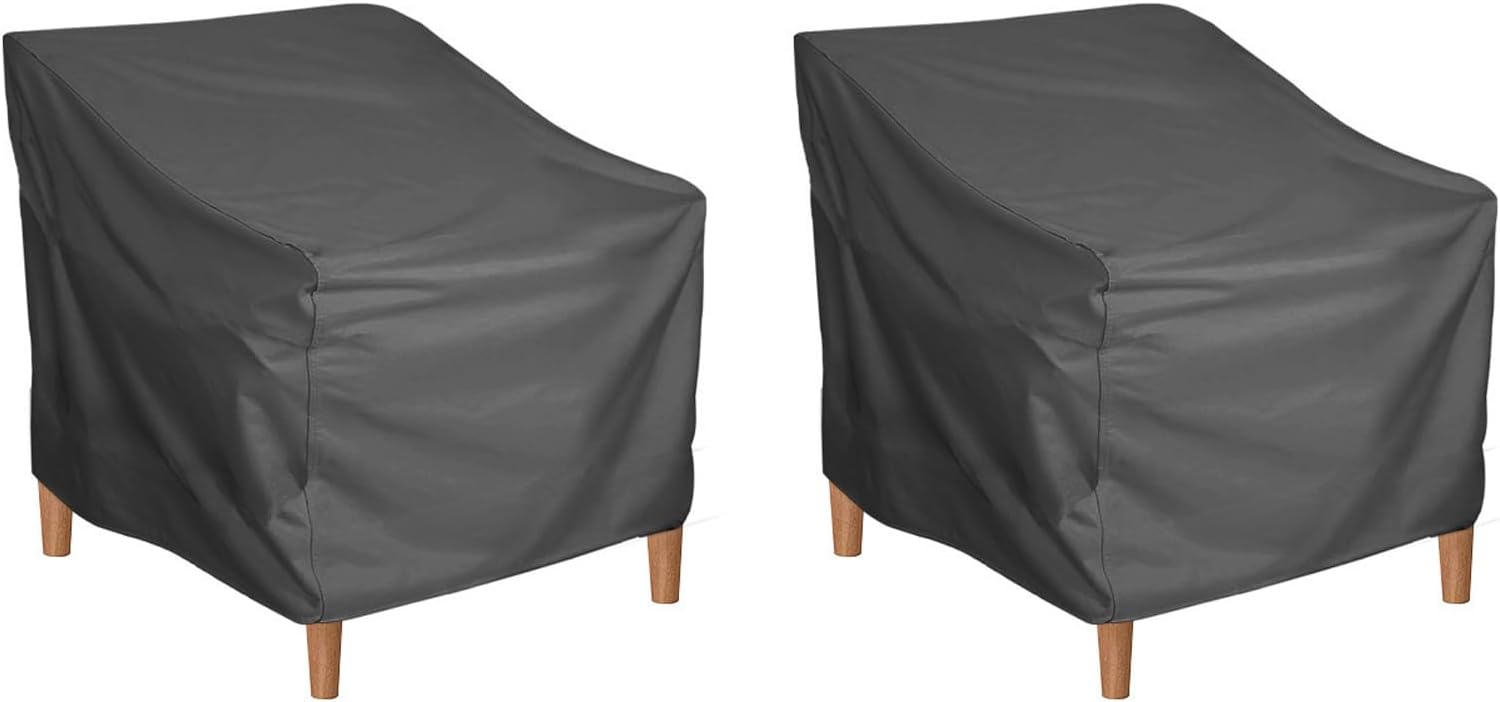 Zestaw 2 wodoodpornych pokrowców na krzesła ogrodowe 210D - Pokrowce ochronne na meble ogrodowe 80 x 85 x 91,5 cm - Czarne