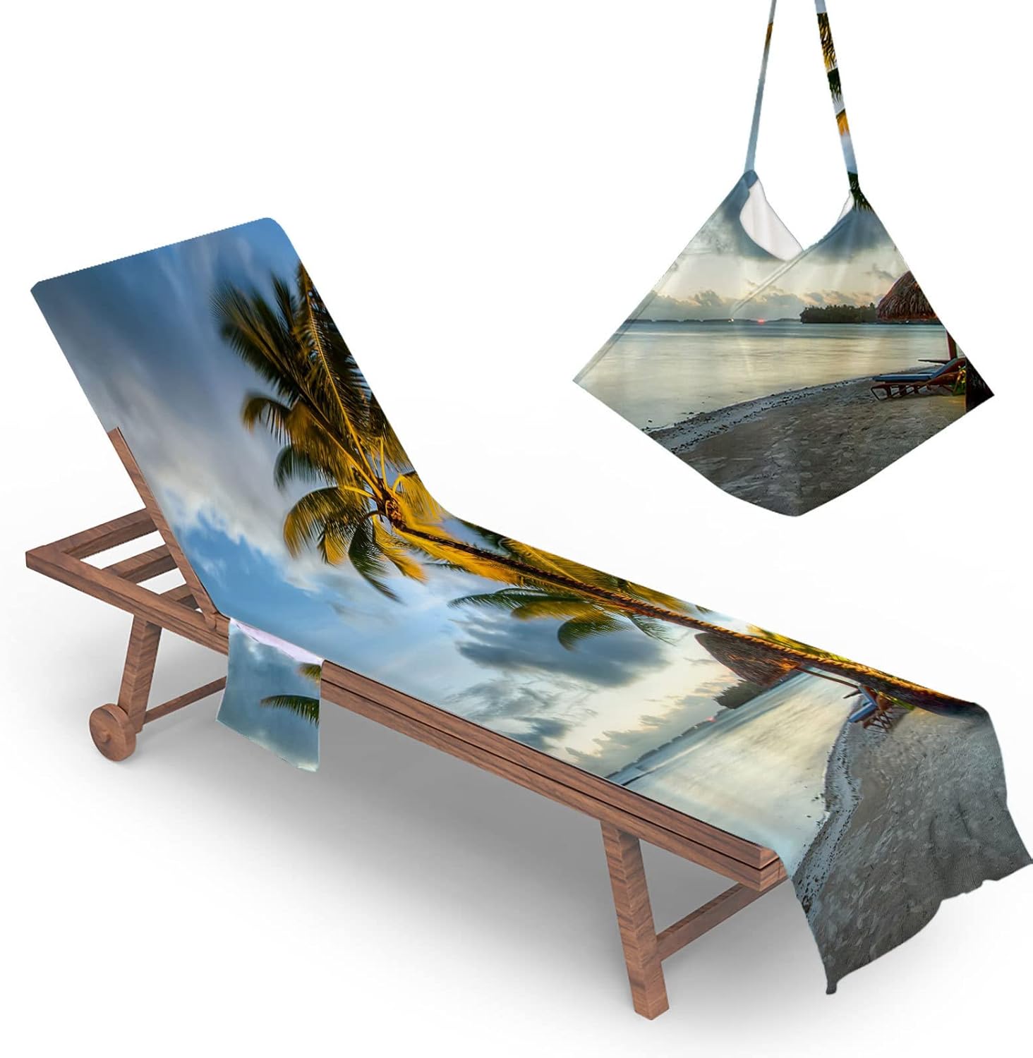 75x210 cm, Pokrowiec na leżak plażowy 3D Pokrowiec na ręcznik z kieszonką Pokrowiec na ręcznik z mikrofibry na leżak plażowy 3D