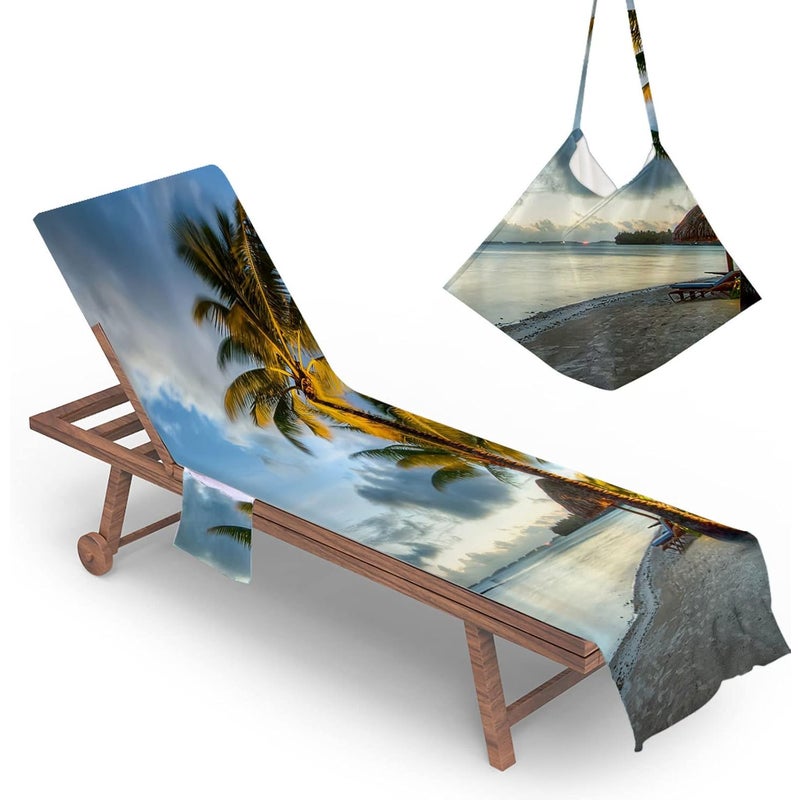 75x210 cm, Pokrowiec na leżak plażowy 3D Pokrowiec na ręcznik z kieszonką Pokrowiec na ręcznik z mikrofibry na leżak plażowy 3D
