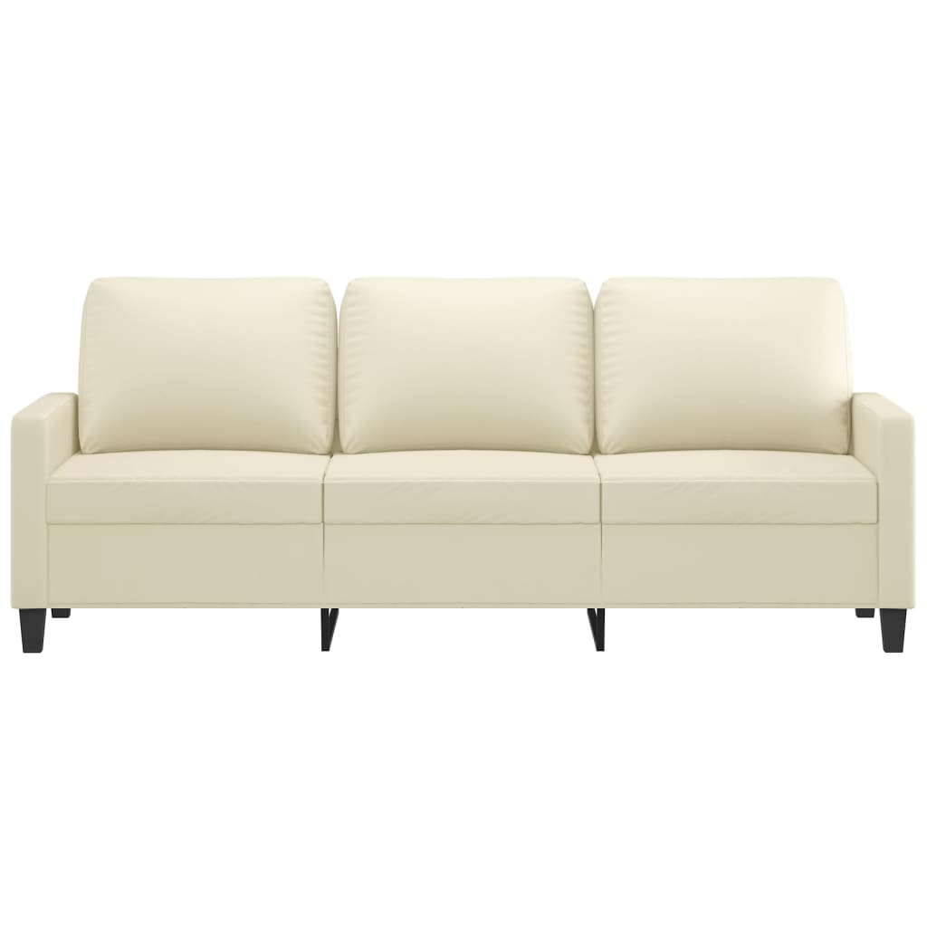 3-osobowa sofa, kremowa, 180 cm, sztuczna skóra