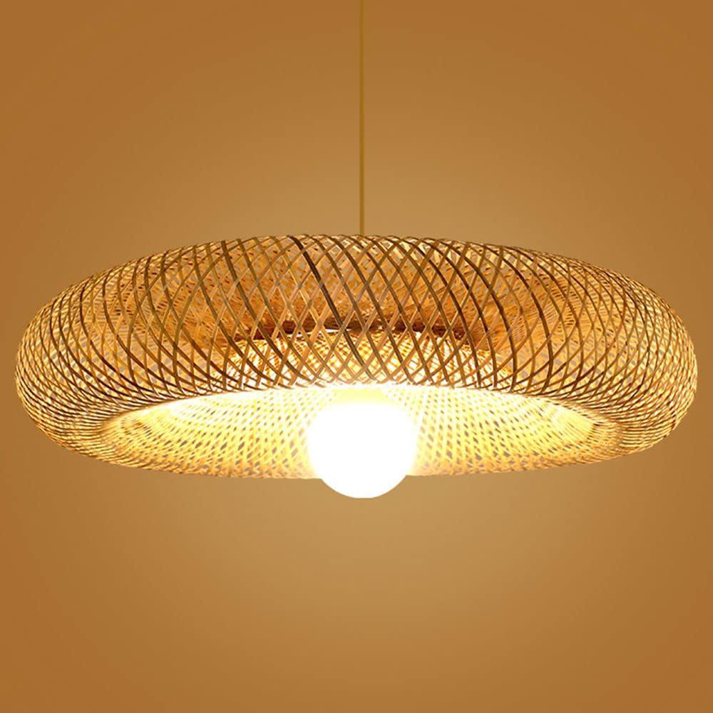 Ręcznie robiona lampa wisząca z bambusa, retro dekoracyjny żyrandol, abażur z rattanu do jadalni, 40 cm