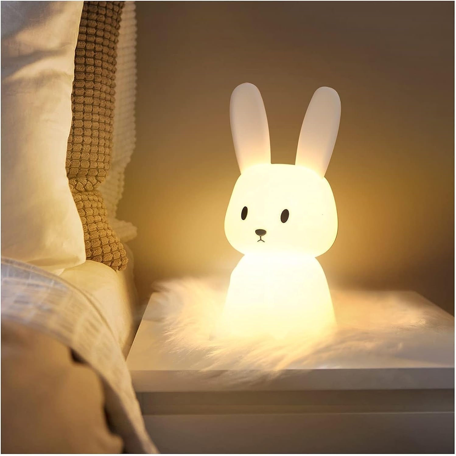 Lampka nocna Bebe Bunny z 7 zmianami światła, sterowanie dotykowe, ładowanie przez USB, funkcja timera, lampka nocna do pokoju dziecięcego, prezent.